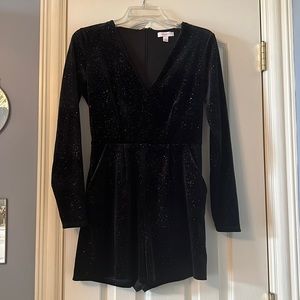 Black Velvet Glitter Romper